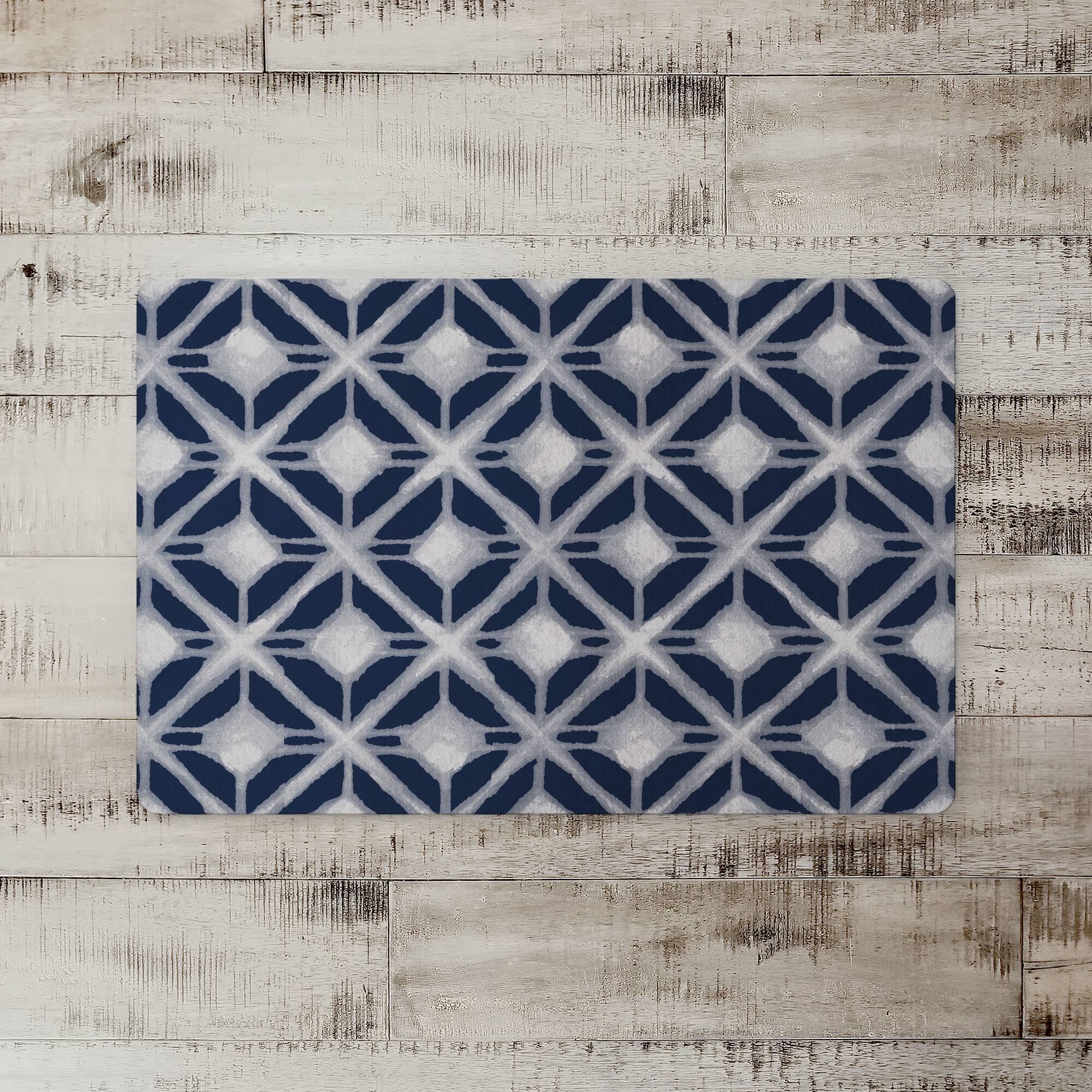 Navy and Gray Diamond 27" x 18" Floor Mat